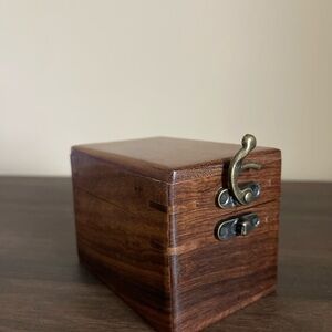 Wooden Trinket Box with Brass Clasp